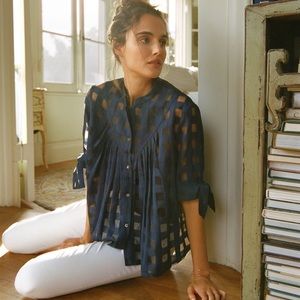 Anthropologie Current Air Windowpane Buttondown